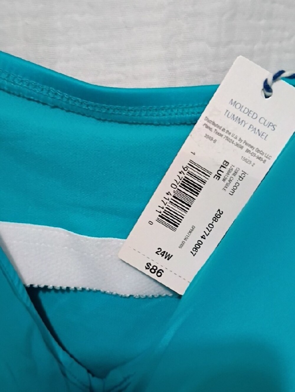 SONNET SHORES Twist-Front Teal Ruched Full Coverage One-Piece Swimsuit SIZE 24W - Picture 7 of 8